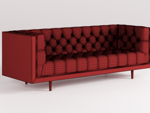mid century danish modern tufted milo baughman style walnut encased sofa 3Dモデル