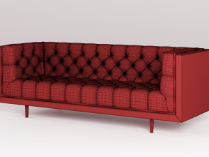 mid century danish modern tufted milo baughman style walnut encased sofa 3Dモデル