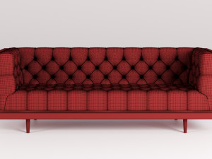 mid century danish modern tufted milo baughman style walnut encased sofa 3Dモデル