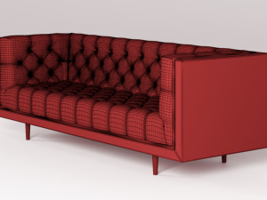 mid century danish modern tufted milo baughman style walnut encased sofa 3Dモデル