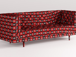 mid century danish modern tufted milo baughman style walnut encased sofa 3Dモデル