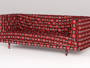 mid century danish modern tufted milo baughman style walnut encased sofa 3Dモデル