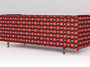 mid century danish modern tufted milo baughman style walnut encased sofa 3Dモデル