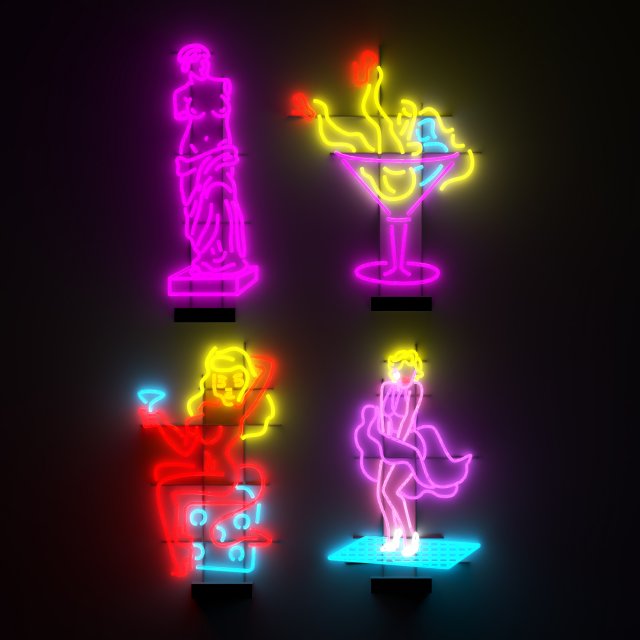 neon 3 3D Модель .c4d .max .obj .3ds .fbx .stl .blend 