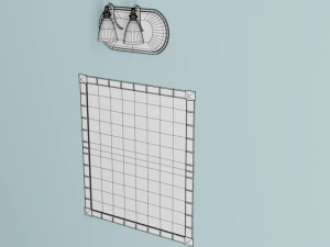 bathroom mirror and a spotlight 3D Model