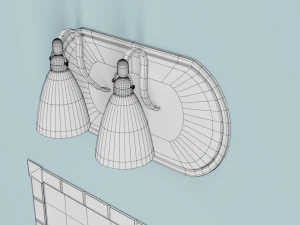 bathroom mirror and a spotlight 3D Model