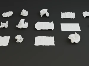 15 crumpled paper set 3D Model