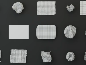 15 crumpled paper set 3D Model