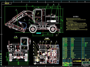 WY10 tire hydraulic excavator complete drawing 3D Model