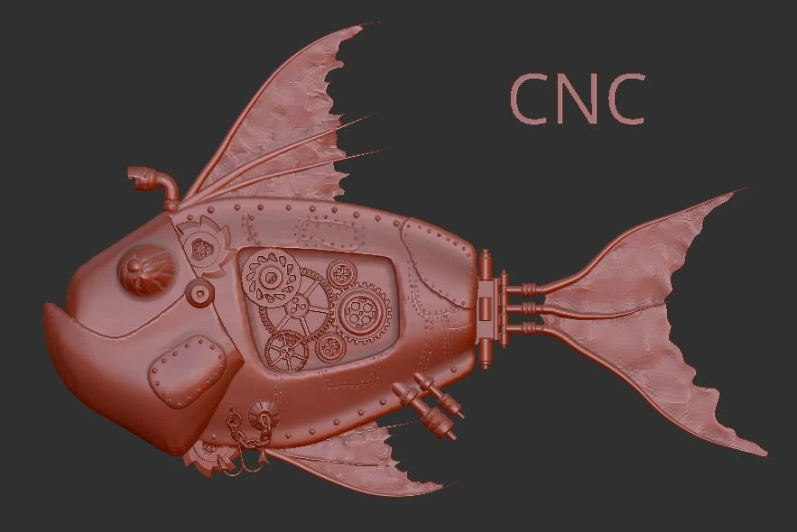 steampunk fish 3D Model .c4d .max .obj .3ds .fbx .stl .blend