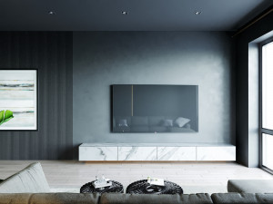 livingroom with bedroom and kitchen interior scene Modèle 3D