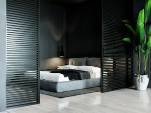 livingroom with bedroom and kitchen interior scene Modèle 3D