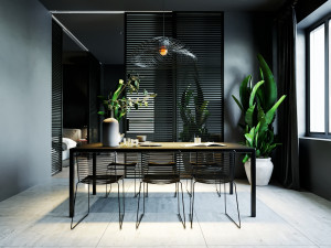 livingroom with bedroom and kitchen interior scene Modèle 3D