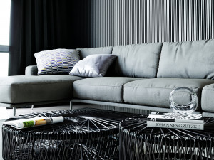livingroom with bedroom and kitchen interior scene Modèle 3D