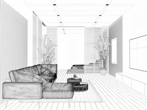 livingroom with bedroom and kitchen interior scene Modèle 3D