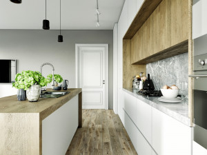 living room and kitchen interior scene 3D-Modell