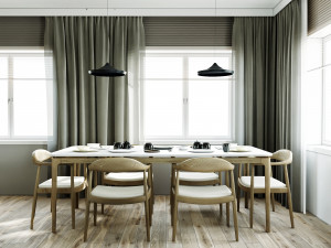 living room and kitchen interior scene 3D-Modell