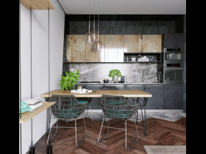 livingroom and kitchen interior scene 3D 模型