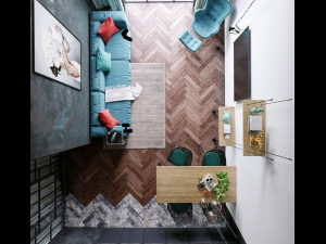 livingroom and kitchen interior scene 3D 模型