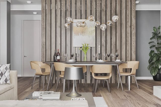 livingroom and kitchen interior scene Modelo 3D .c4d .max .obj .3ds .fbx .stl .blend 