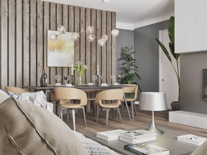 livingroom and kitchen interior scene Modelo 3D