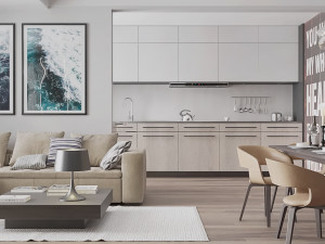 livingroom and kitchen interior scene Modelo 3D