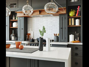 scena interna del soggiorno e della cucina Modello 3D