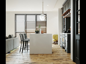 livingroom and kitchen interior scene Modèle 3D