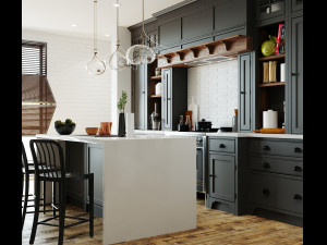 livingroom and kitchen interior scene Modèle 3D