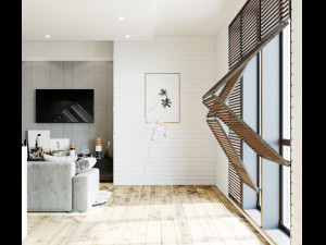 livingroom and kitchen interior scene Modèle 3D