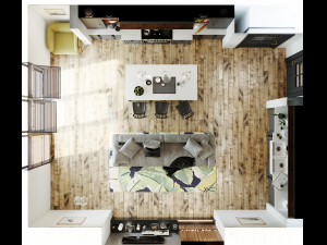 livingroom and kitchen interior scene Modèle 3D