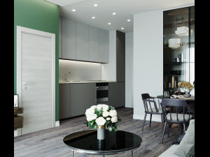 livingroom and kitchen interior scene 3D Модель