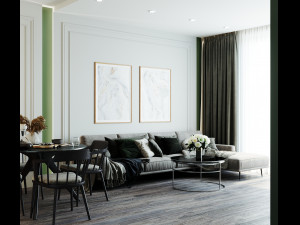 livingroom and kitchen interior scene 3D Модель