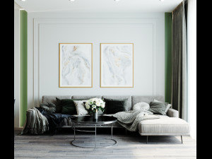 livingroom and kitchen interior scene 3D Модель