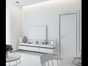 livingroom and kitchen interior scene 3D Модель