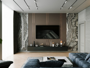 livingroom and kitchen interior scene 3D 模型