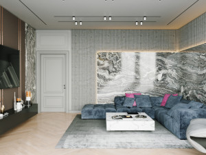 livingroom and kitchen interior scene 3D 模型