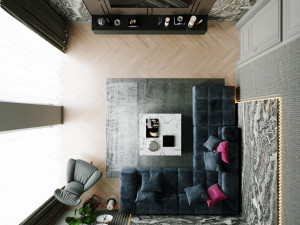 livingroom and kitchen interior scene 3D 模型