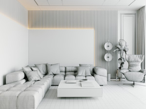 livingroom and kitchen interior scene 3D 模型