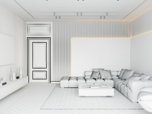 livingroom and kitchen interior scene 3D 模型