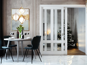 livingroom and kitchen interior scene 3D Model