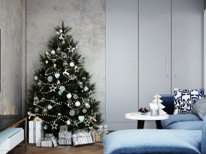 livingroom and kitchen interior scene 3D 模型