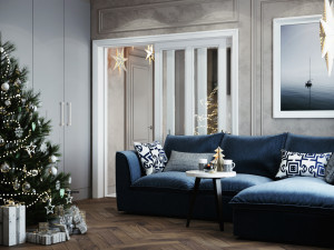 livingroom and kitchen interior scene 3D 模型