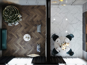 livingroom and kitchen interior scene 3D 模型