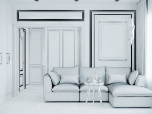 livingroom and kitchen interior scene 3D 模型