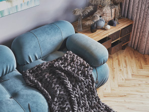 livingroom and kitchen interior scene 3D Модель