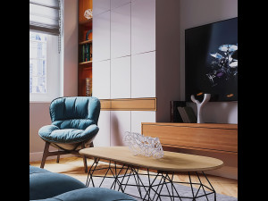 livingroom and kitchen interior scene 3D Модель