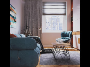 livingroom and kitchen interior scene 3D Модель