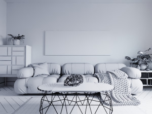 livingroom and kitchen interior scene 3D Модель