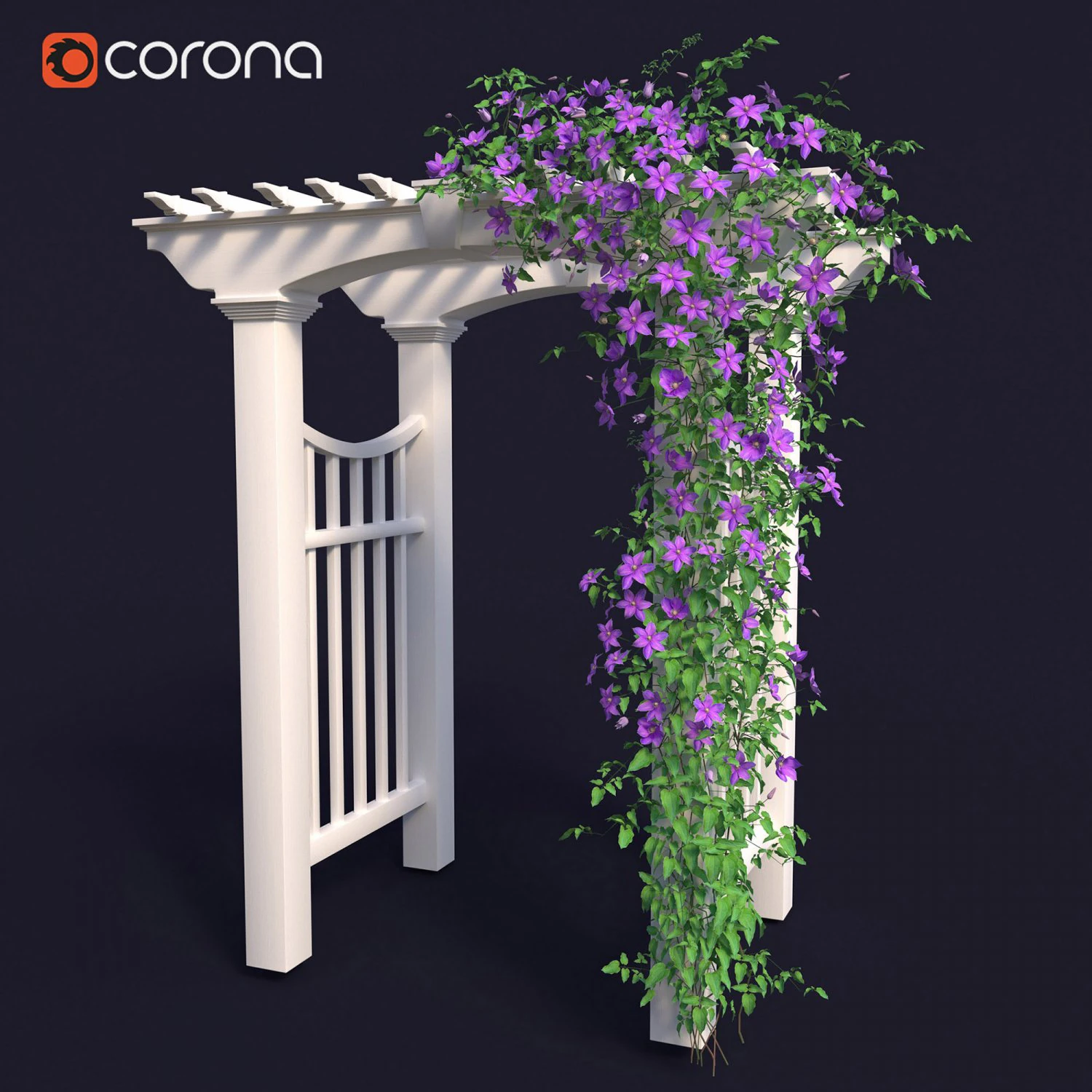 garden arch 01 with clematis 3D Model .c4d .max .obj .3ds .fbx .stl .blend 
